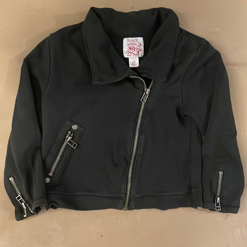 Little girls black motorcycle style jacket.
